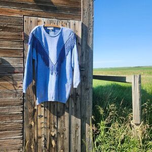 Blue Fringe Women's Western Sweater Dress